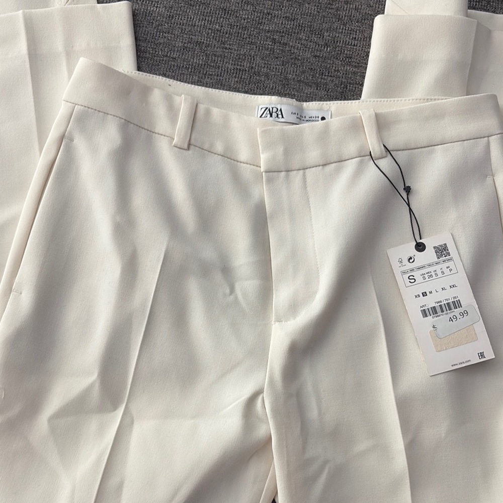 Zara Off-White Tailored Pants